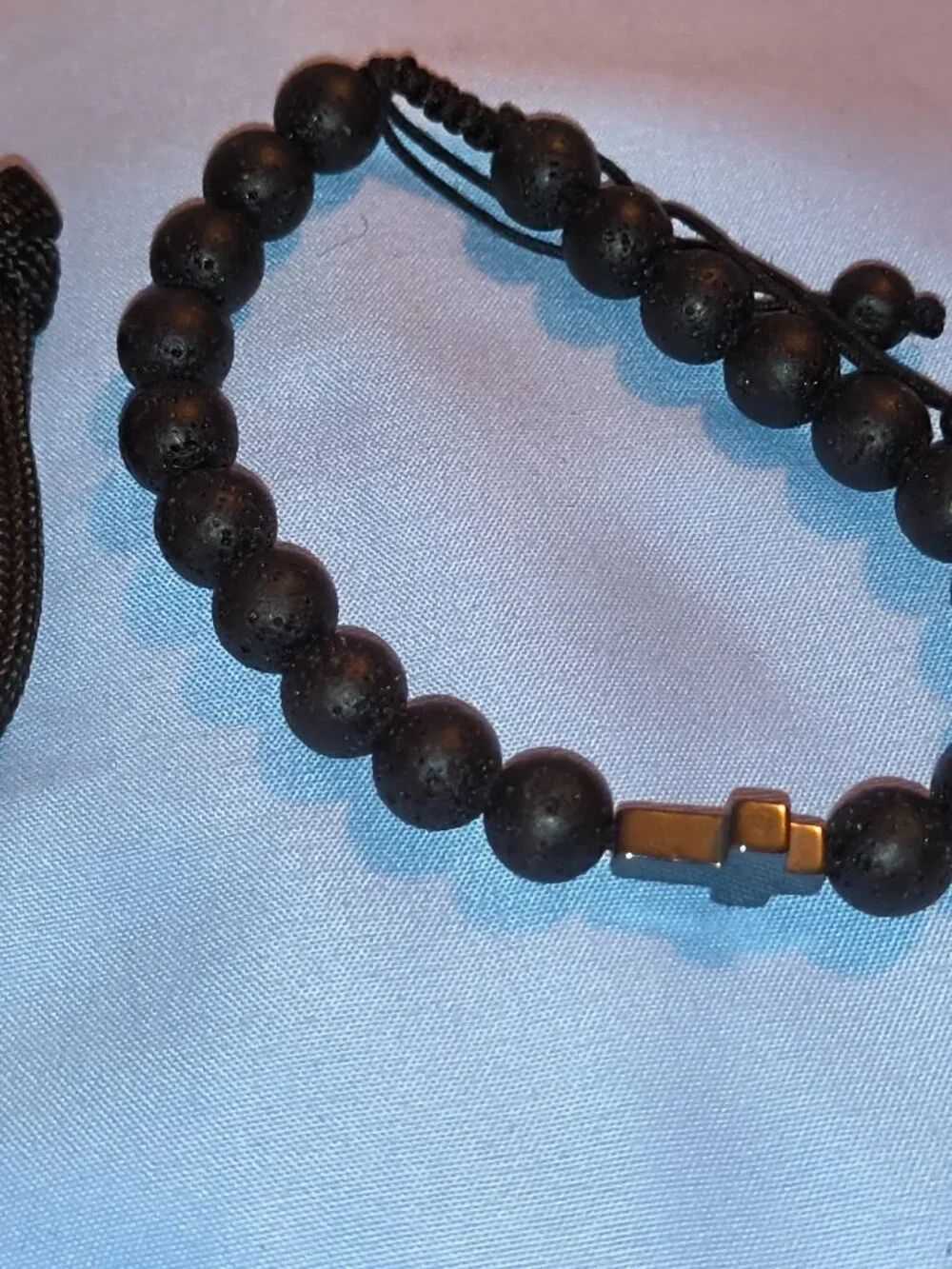Lava Stone and Paracord Cross Bracelet Set